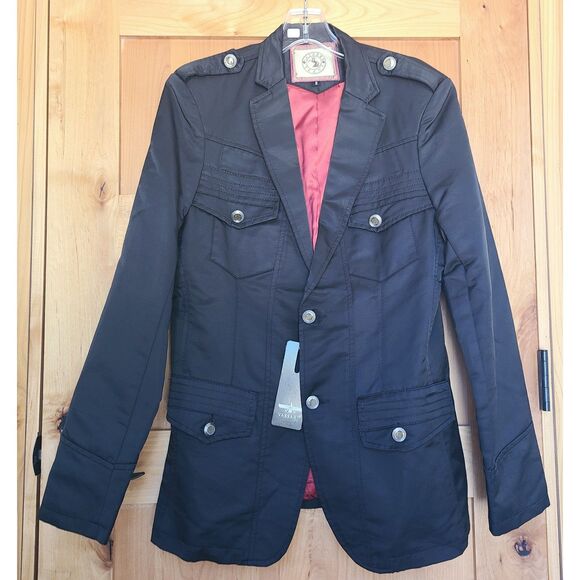 NEW Vassari Italy Black Tailored Jacket SMALL Sharp Preppy Downtown Fitted S - Picture 9 of 11